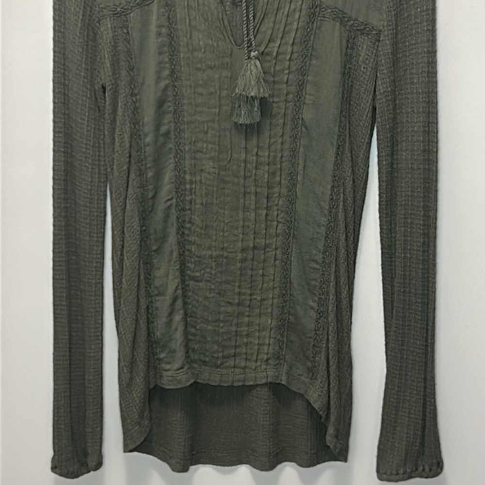 Lucky Brand Drop Needle Top- Dark Aloe-Linen Blend- Women's Small - Picture 8 of 16